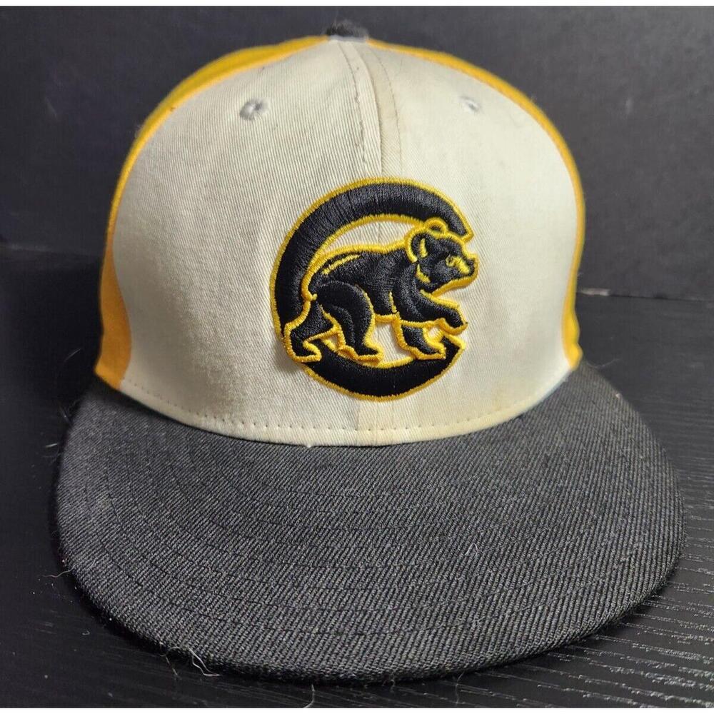 New Era Yellow/Black Chicago Cubs 59 FIFTY Fitted‎ Hat 7 1/4 MLB Decals intact